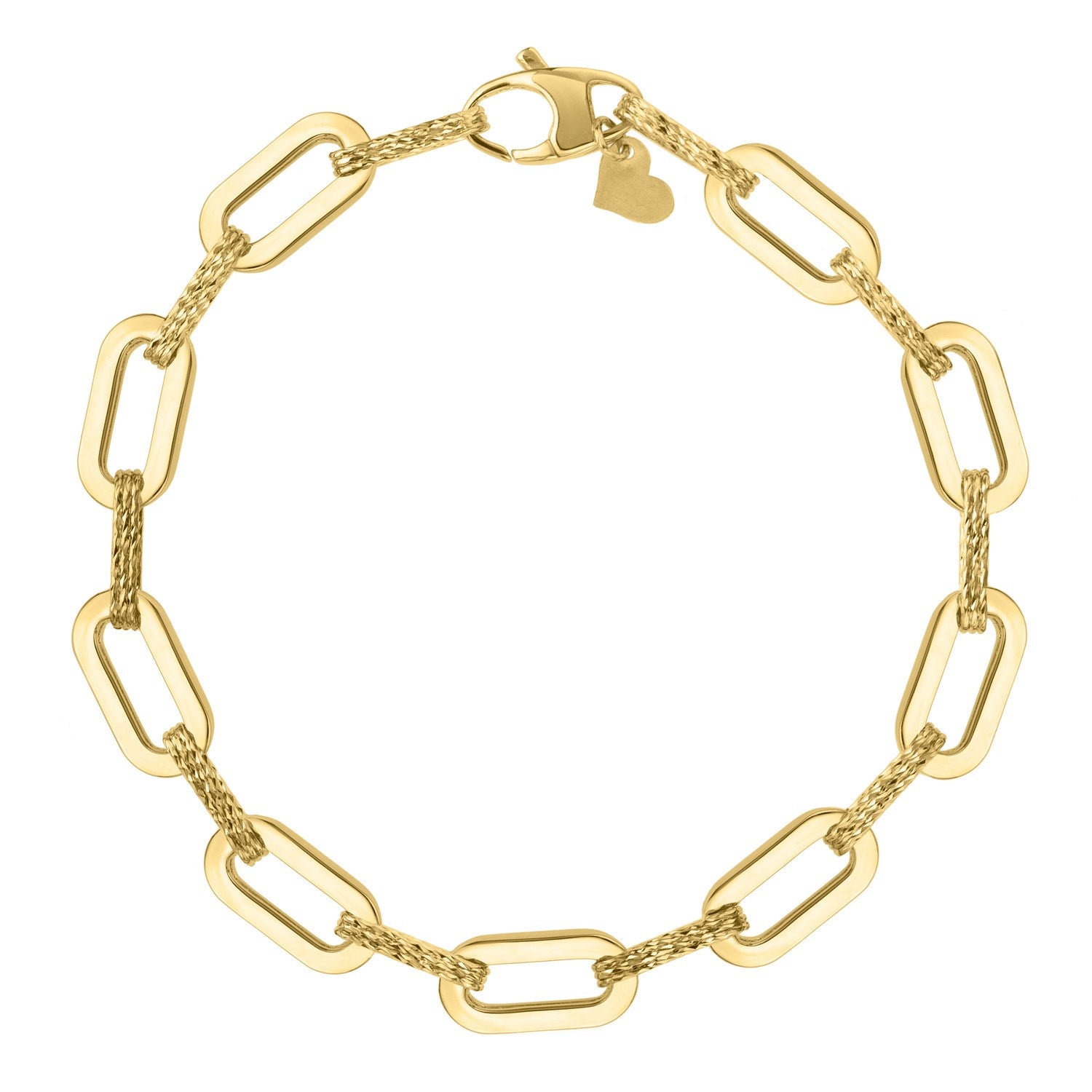 14k Yellow Gold Diamante Paperclip Chain Bracelet (7.00 mm) - Peelerie